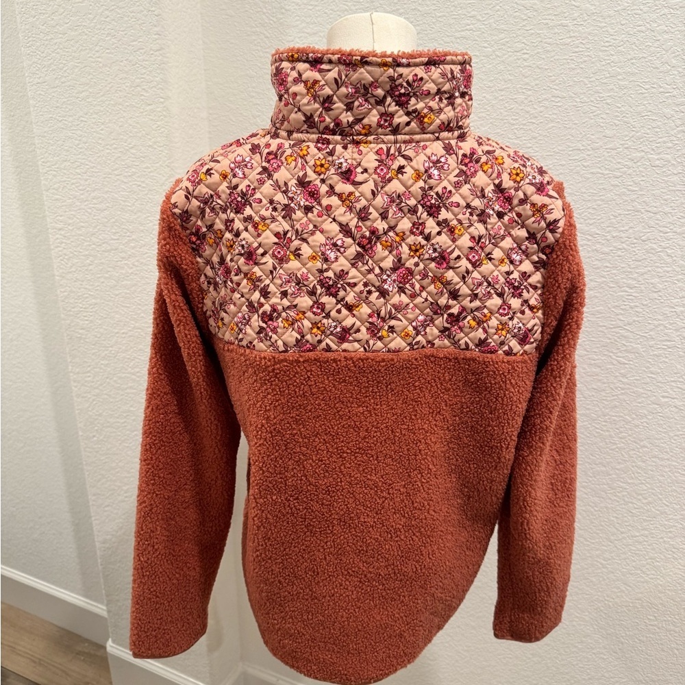 Vera Bradley Pink orange Floral Patterned teddy quarter zip Sherpa size s/m - Picture 5 of 6